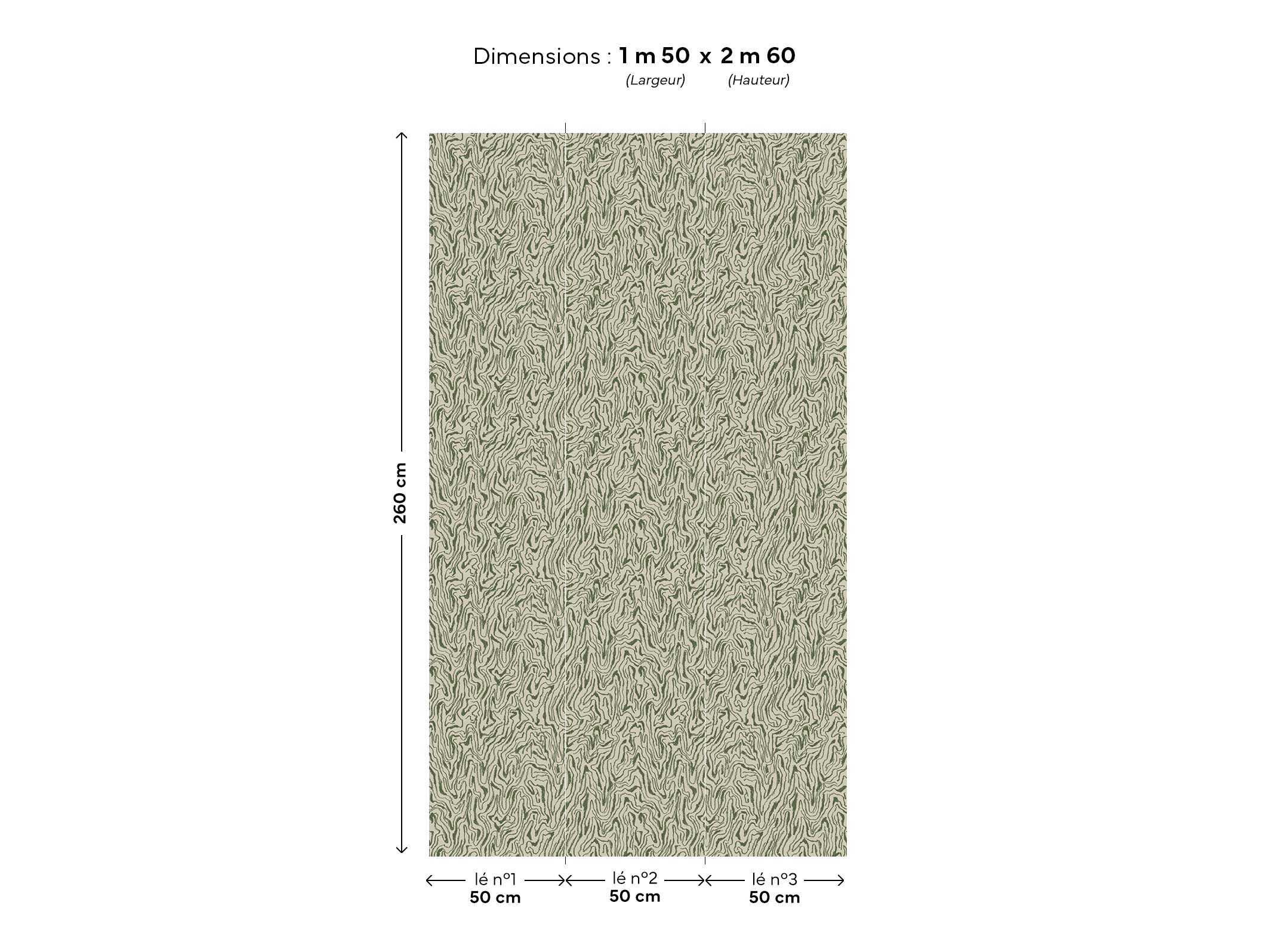 Papier peint Bois précieux - Gypse et Vert en 1m50