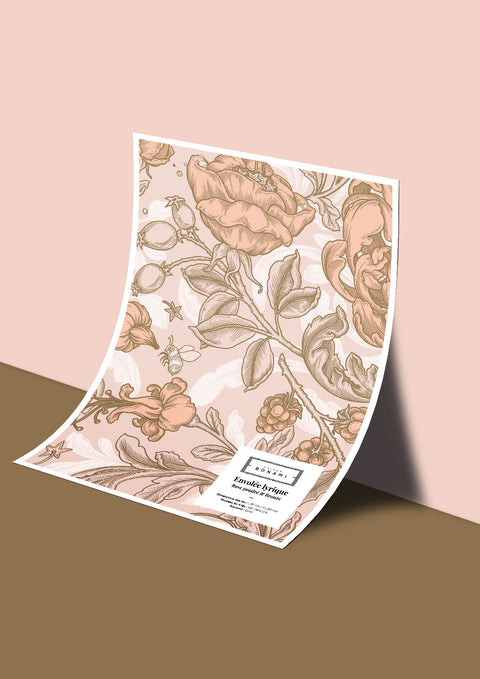 Échantillon papier peint Envolée Lyrique - Rose poudré & Bronze