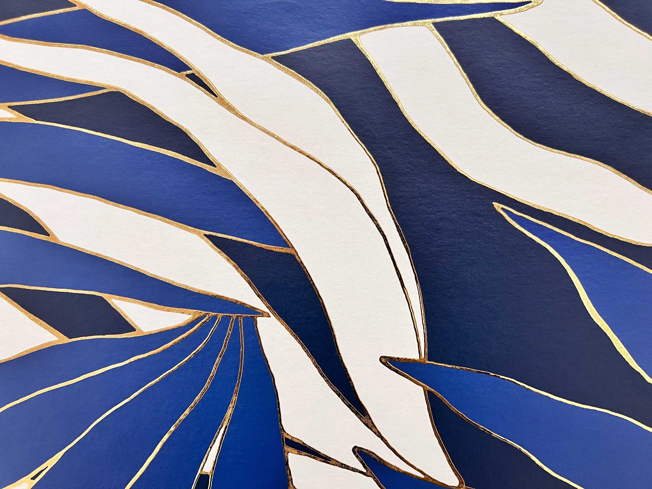 Papier peint doré - Golden Corals - Bleu nuit & Doré