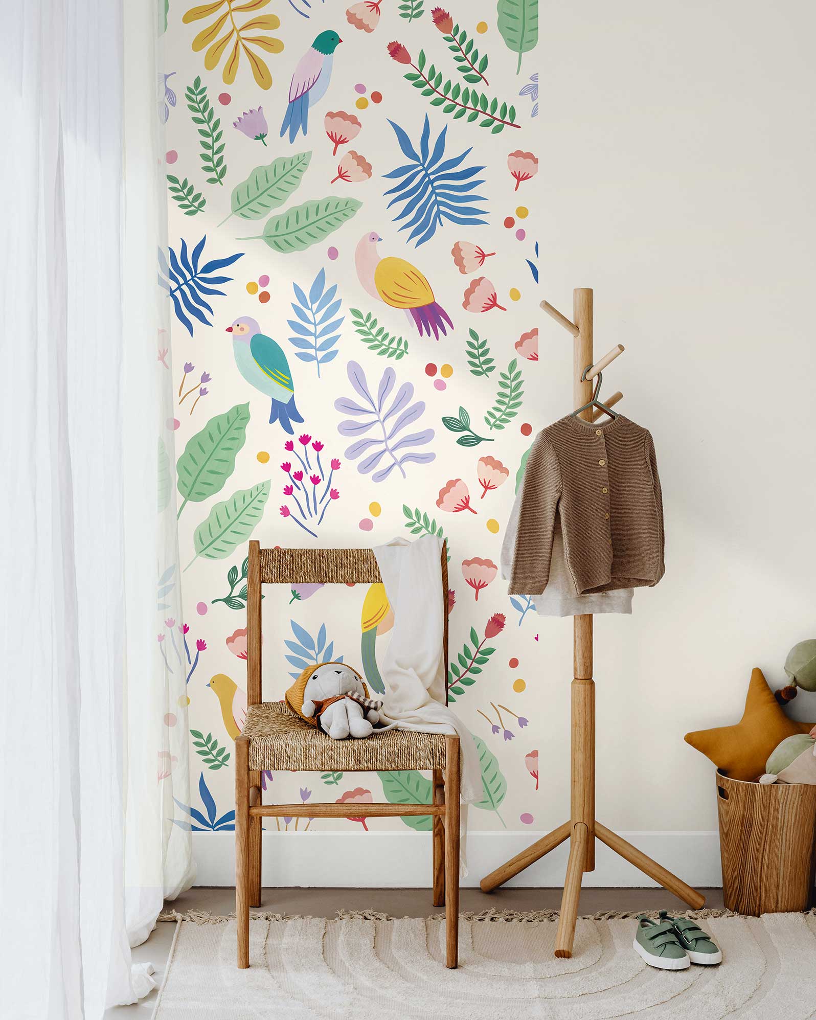 Papier peint Dodo Toucan - Otomi panneau de 1 m de large dans une chambre d'enfant