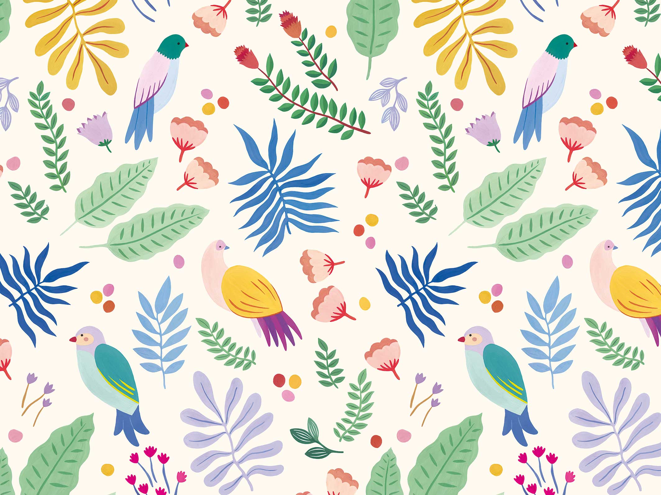Papier peint Dodo Toucan - Otomi - motif entier