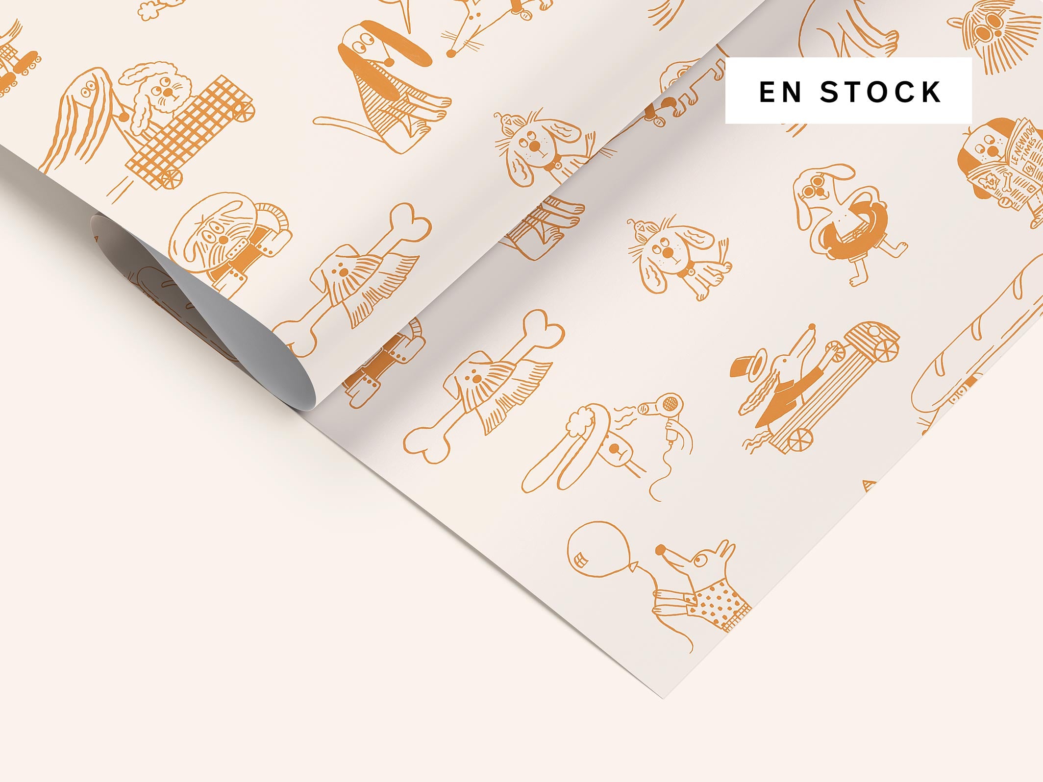 Papier peint pour enfants Woof - Beige et Jaune - en stock