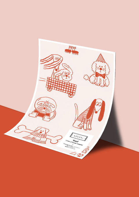 Échantillon papier peint Woof - Crème & Orange sanguine