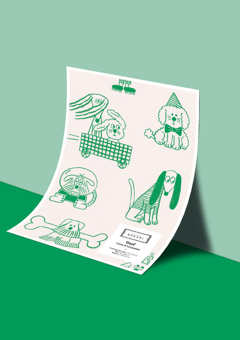 Échantillon papier peint Woof - Crème & Vert pomme