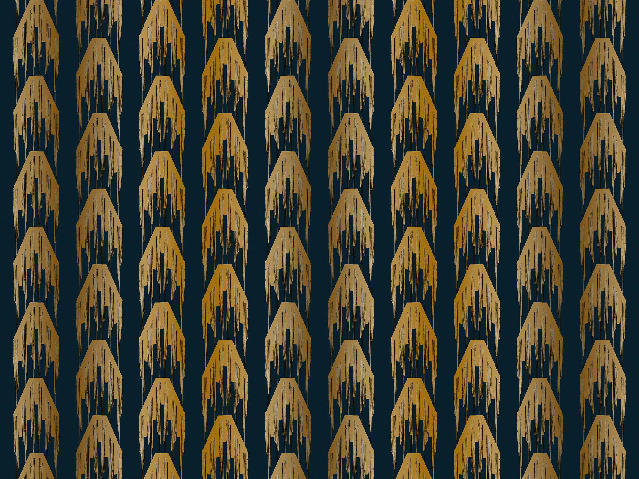 Papier peint géométrique - Gisèle - Gris anthracite & Doré