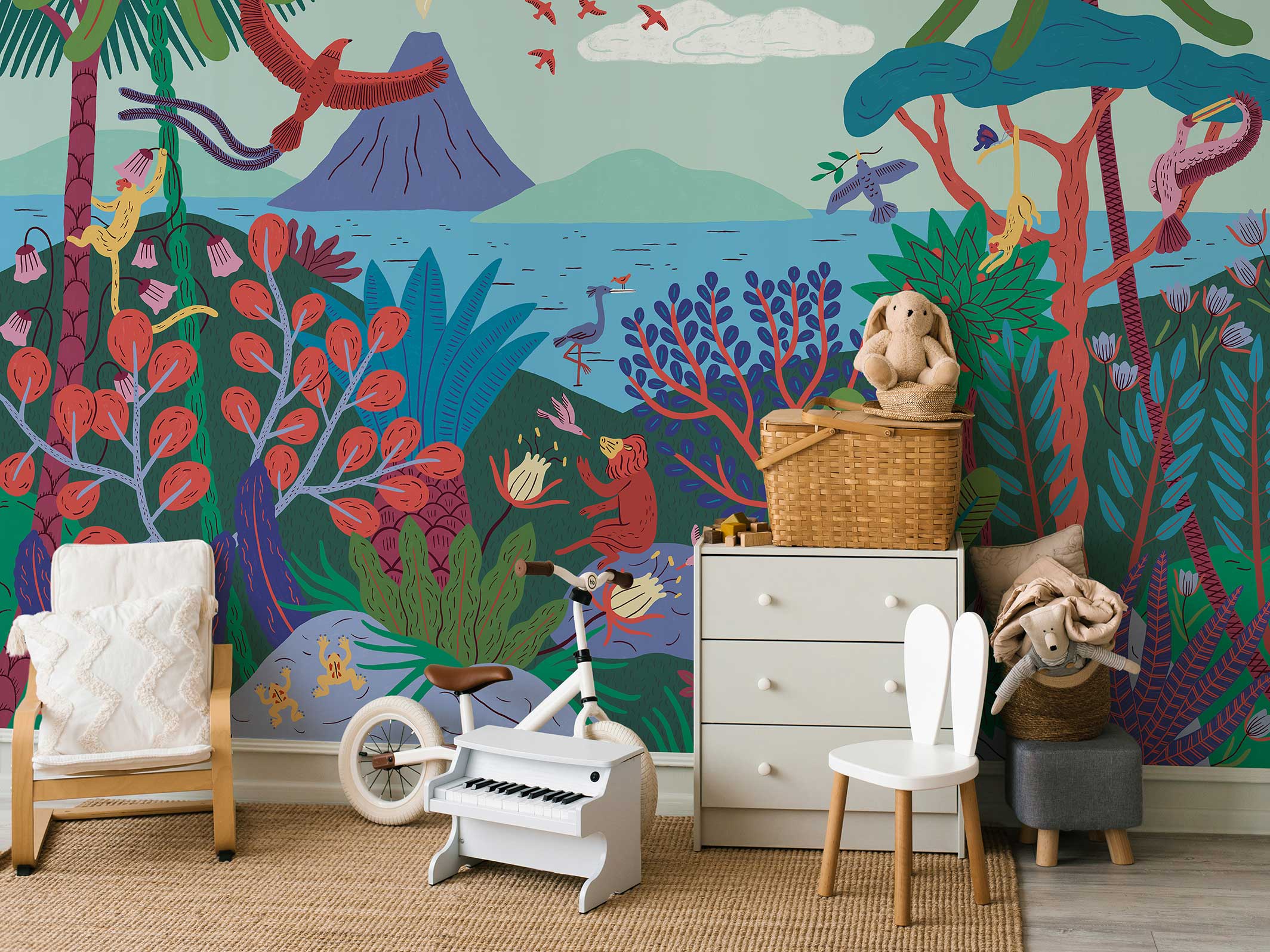 Papier peint panoramique pour enfants Maravilhas - Multicolore - dans une chambre d'enfants
