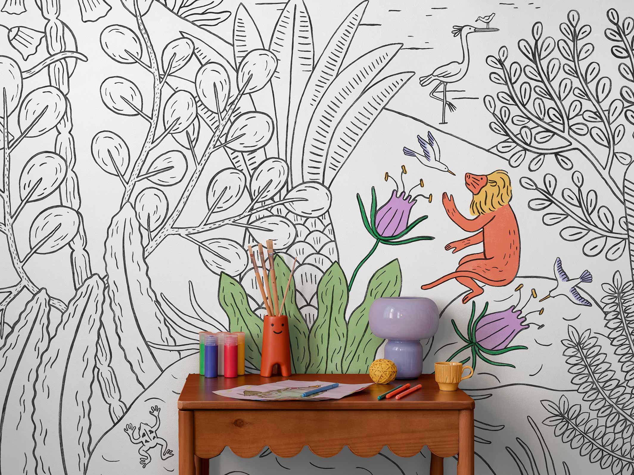Papier peint pour enfants - Maravilhas - noir & blanc - prêt à colorier