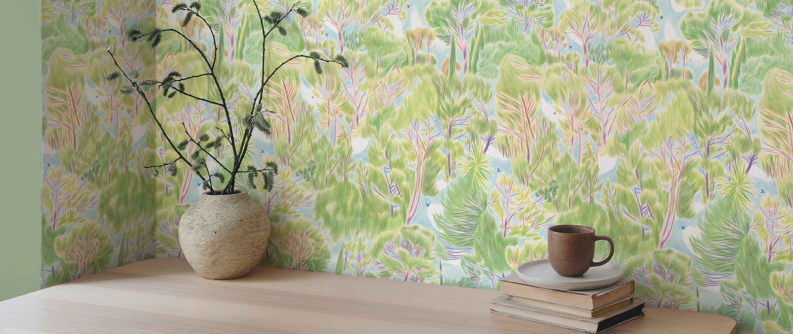 Nouveau papier peint Canopé dessiné par Caroline Péron