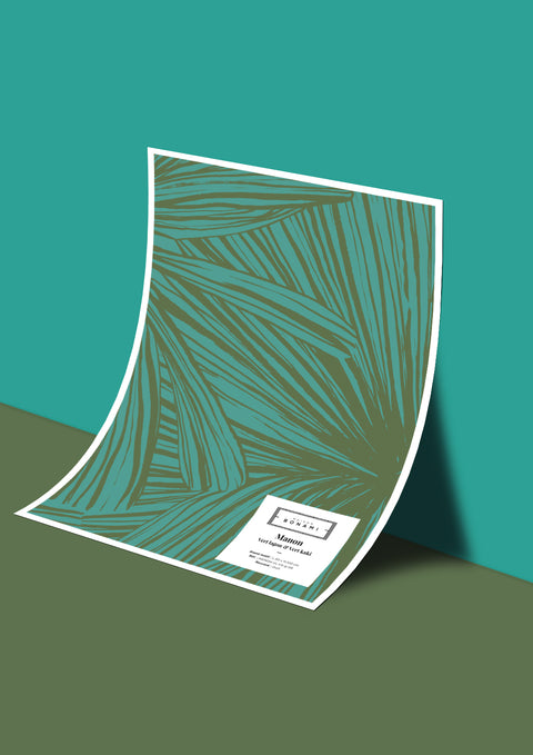 Échantillon papier peint Manon - Vert lagon & Vert kaki
