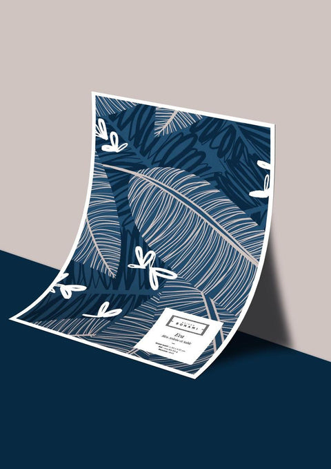Échantillon papier peint Eva - Bleu Ardoise & Sable Chaud