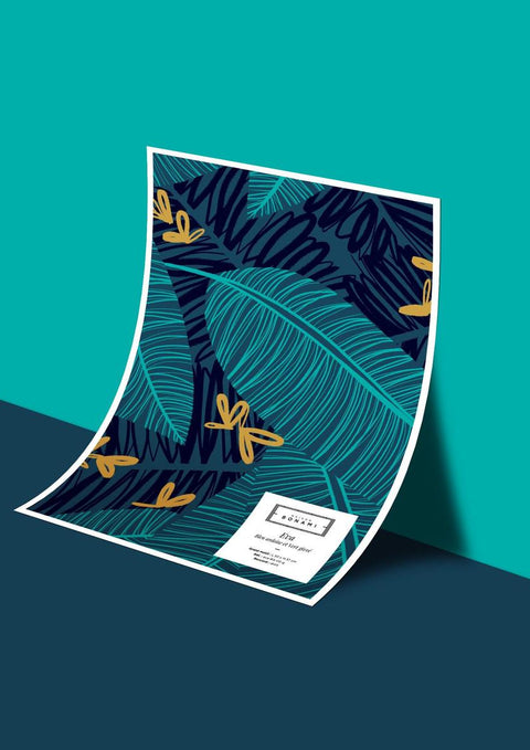 Échantillon papier peint Eva - Bleu Ardoise & Vert Givré