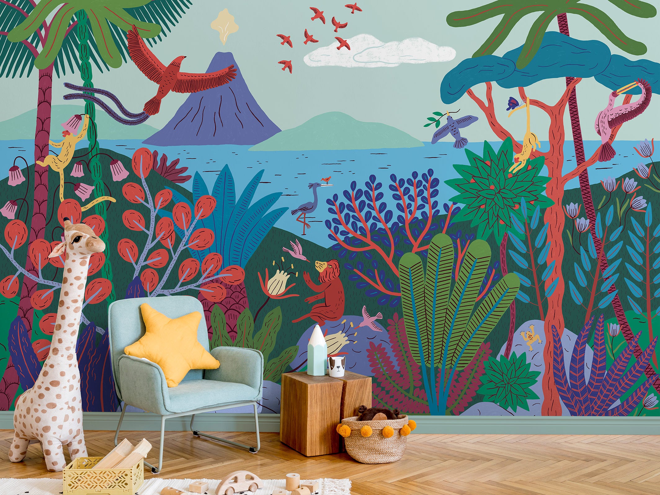 Papier peint fresque murale panoramique - Motif Maravilhas multicolore