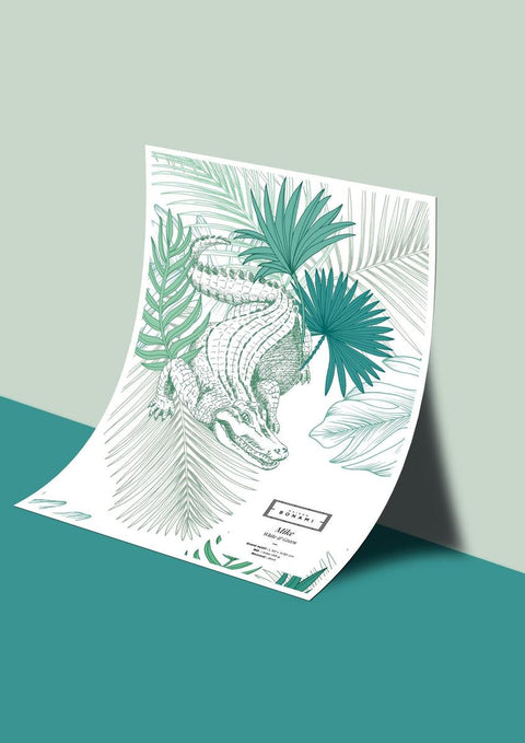 Échantillon papier peint Mike - White & Green