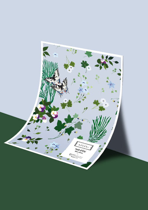 Échantillon papier peint Nuit d'Été - Bleu céleste