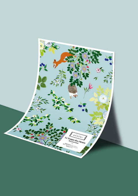 Échantillon papier peint Le Temps des Fleurs - Bleu porcelaine