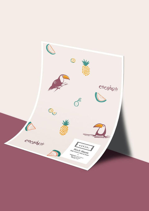 Échantillon papier peint Toco Le Toucan - Beige Cendré & Bois De Braise
